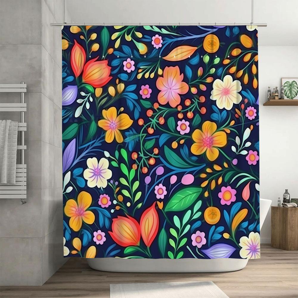 Bunter Blumiger Duschvorhang Wasserdichtes Gewebe Dekorative Badezimmer-Accessoires Set für Heim-Badezimmer Verschiedene Größen Erhältlich