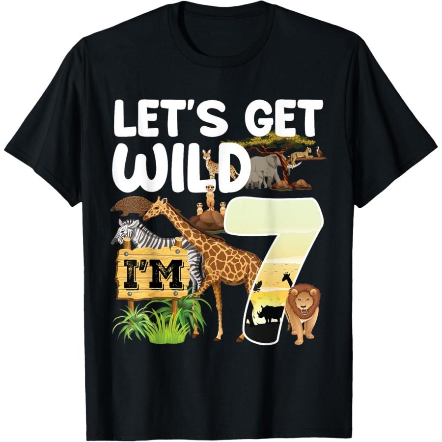 7 Year Old Zoo Birthday Safari Jungle Animal 7th B-day T-Shirt S