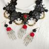Black Lace Centerpiece Neck Jewelry Set Gothic Statement Accessories for Themed Photo Shoots, Festivals and Halloween Looks