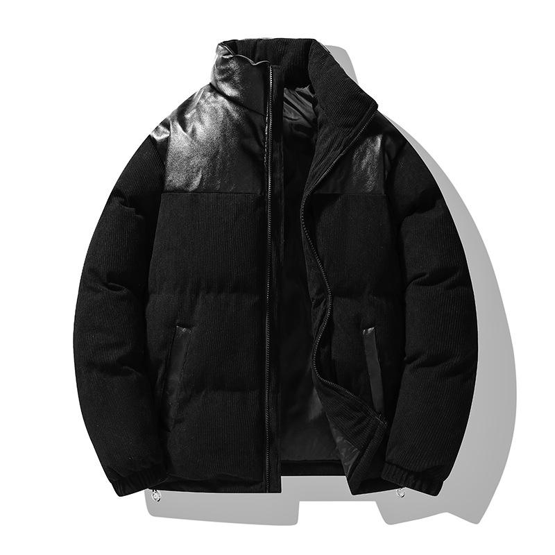 Winter High-quality Cotton Clothes Men s Letter Embroidery Corduroy Cotton Clothes Winter Bread Cotton-padded Clothes S чёрный