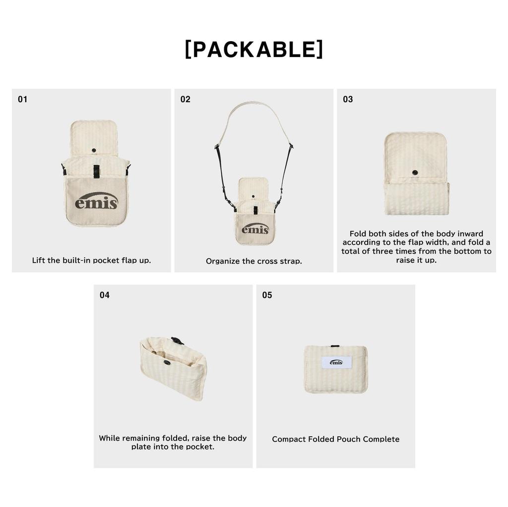 [EMIS] PACKABLE CHECK SACOCHE - 3 Colors (Beige / Black / Brown)