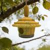 Hanging Bird Nest for Backyard Thatched Hut House, Decorative Resin Weatherproof Small Animal House Trees Shelter Outdoor Garden Decor Unique Birds