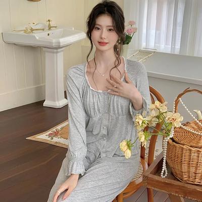 Pajamas Women's Autumn  New Cotton Crewneck Long-sleeved Trousers  Style Outwear