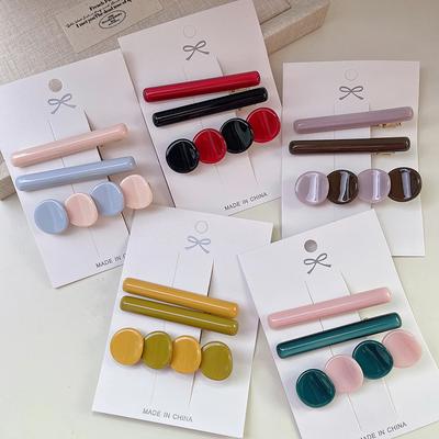 Ins Colorful Round Three-Piece Set Hairpin Fashion Simple Temperament Female Bangs Side Hairpin Hair Accessories