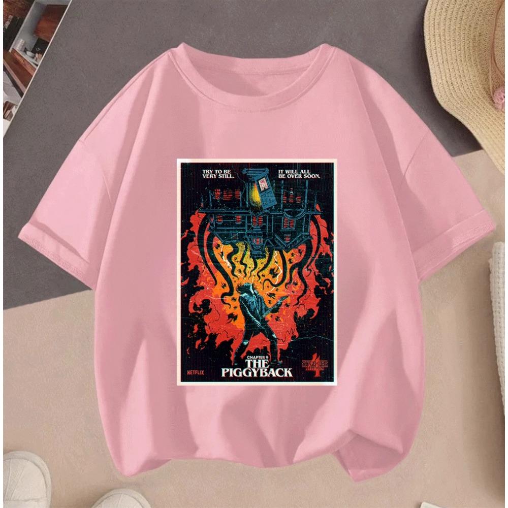 Hot Sale 2026 Stranger Things 2D Printed Casual Summer Short Sleeve T Shirt For Teenagers Kids Boys