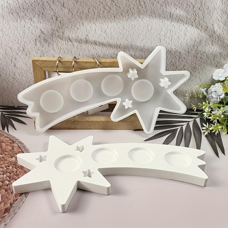 1 Stück Silikon Gießformen Stern Kristall Kerzenhalter Formen DIY Epoxidharz Dekorative Formen DIY Gips Kerzenständer