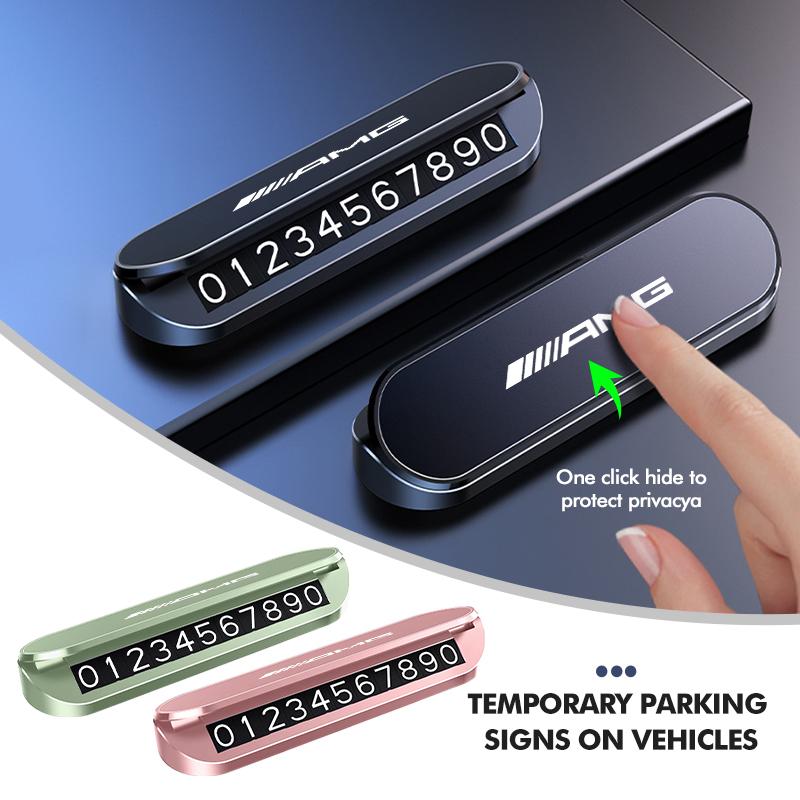 Alloy Car Card Phone Number Plate Temporary Parking Card Plate For Mercedes Benz AMG C180 C300 W124 W176 W177 C200 C260 GLC CLE BF1