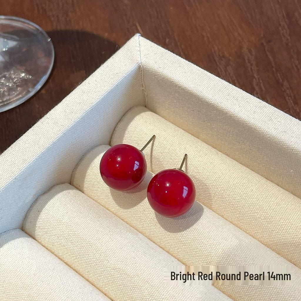 Ankela Rote Perlenstecker - Silberne Nadel, Vielseitiger Stil für Damen, Perfekt für die Neujahrskollektion