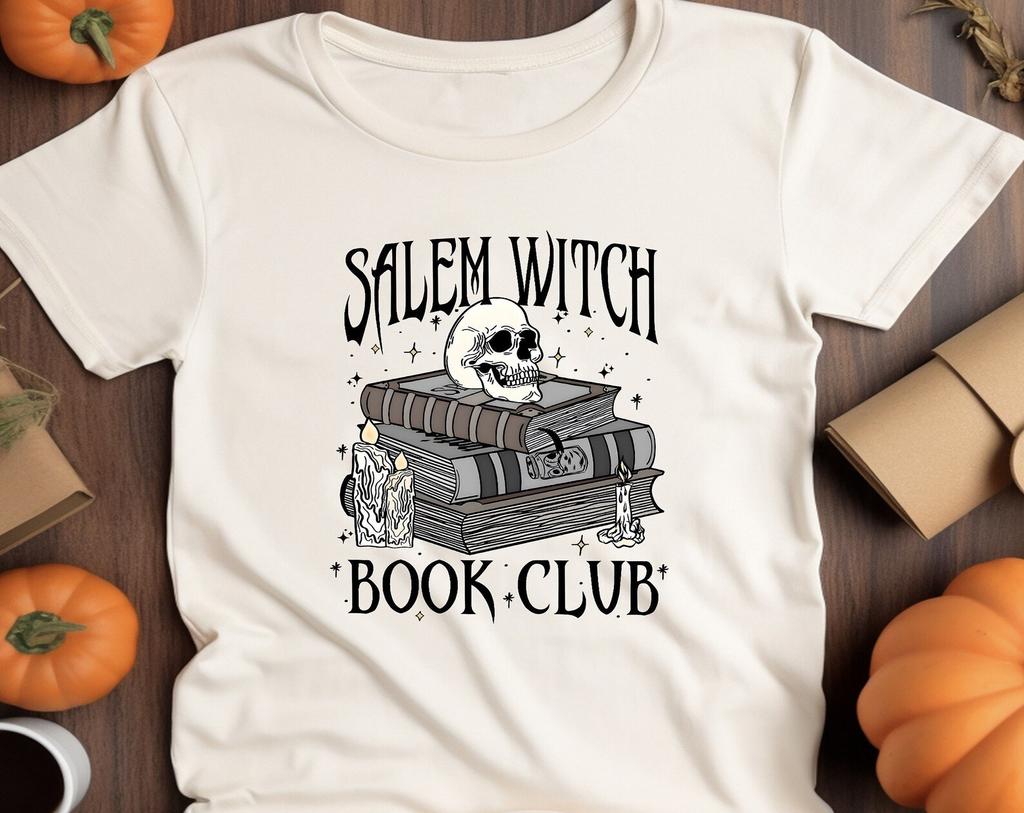 Salem Witch Book Club Shirt, Book Lover Shirt, Salem Massachusetts Shirt, Halloween Reading T-Shirt, Skull Shirt, Vintage Halloween Tee Tops