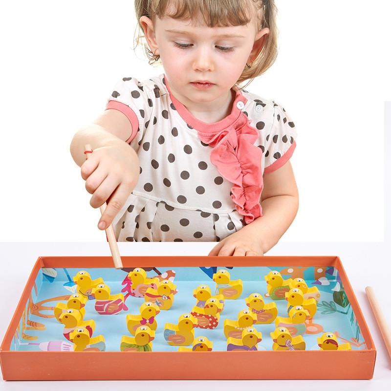 Fishing Wooden Duck Game Kids Educational Toy For Early Development Learning