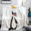 1PC Sylvester the Cat Print Flannel Blanket, High Quality Comfortable for All Seasons, Home Decor, Warmth and Comfort, Perfect for Christmas Gifts