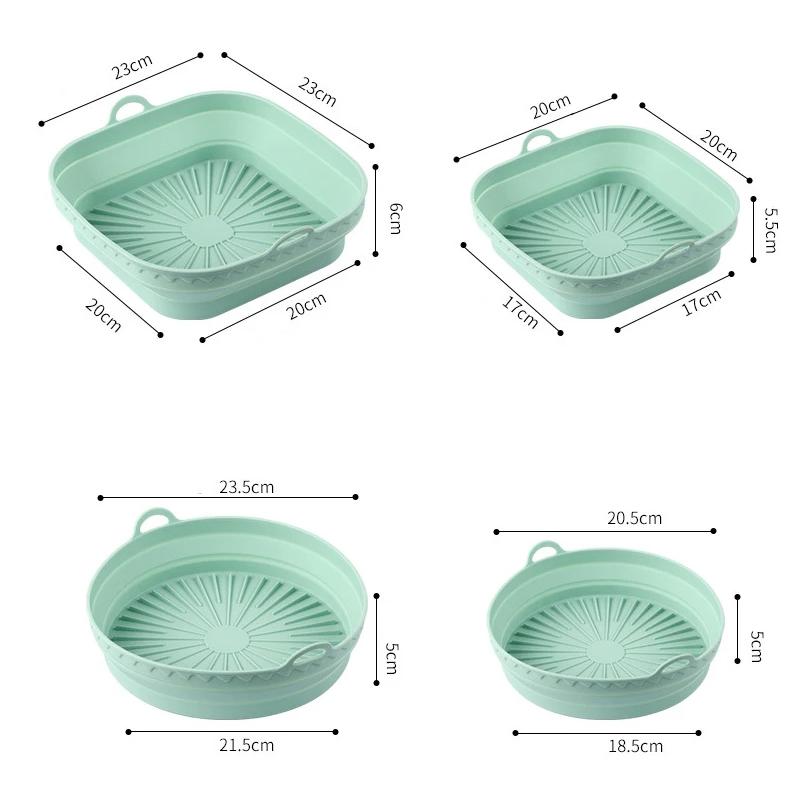 Air Fryer Silicone Liners Non Stick Air Fryer Basket Square Round Silicone Air Fryer Liners Oven Baking Tray Fried Chicken Mat