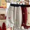 2026 Autumn Unisex Kids Cartoon Embroidered Bermuda Jogger Shorts