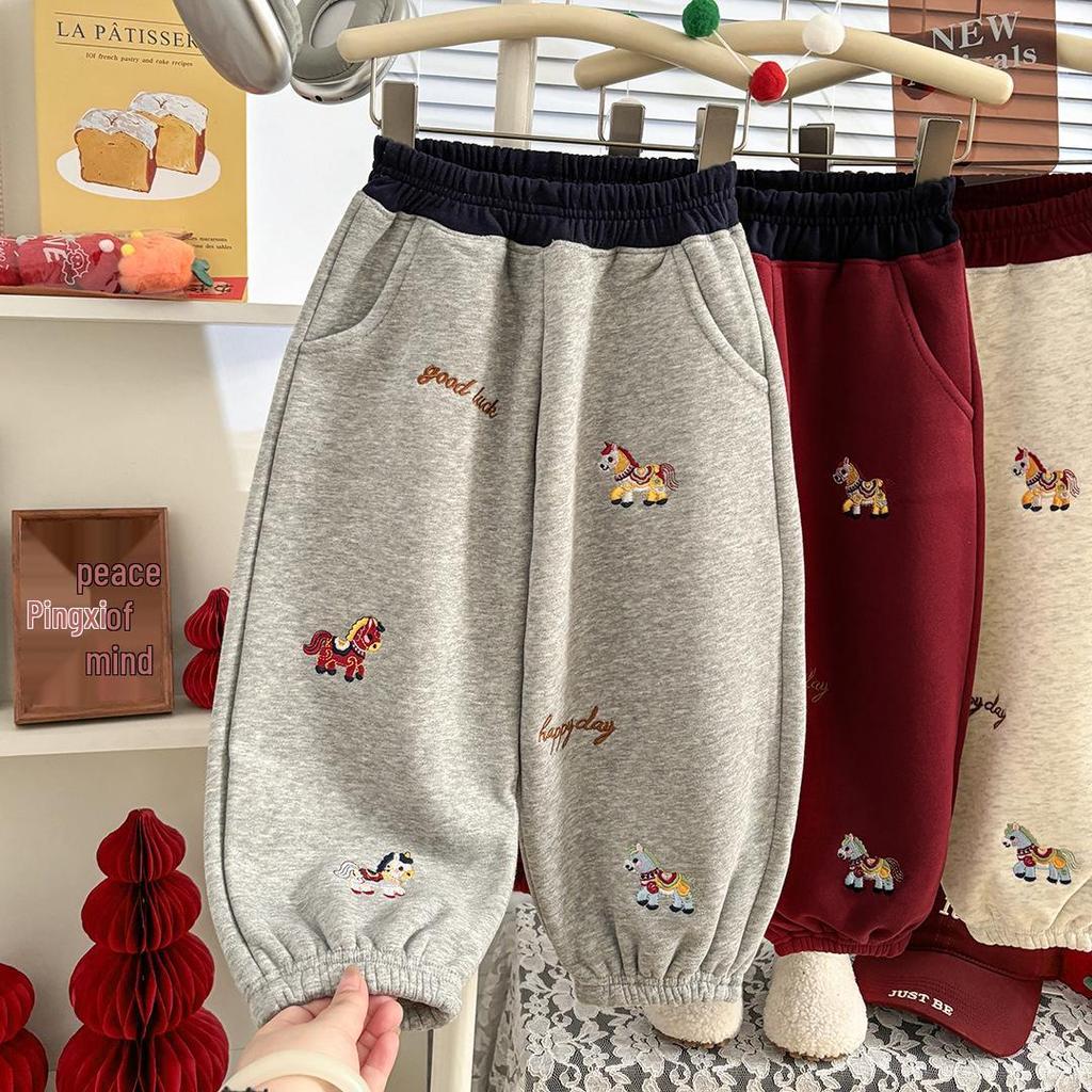 2026 Autumn Unisex Kids Cartoon Embroidered Bermuda Jogger Shorts