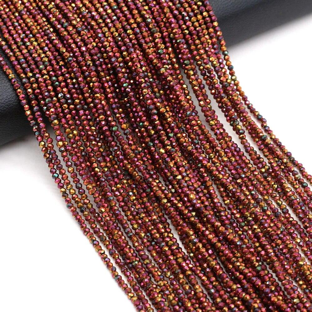 2 mm/3 mm, 2 Stück/Set, Naturstein-Spinell, bunte kleine Perlen, facettierte Glasperlen zur Schmuckherstellung, DIY-Halsketten- und Armbandzubehör