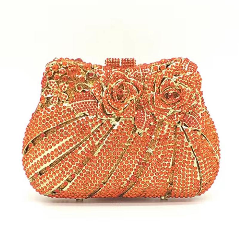 Diamonds White Clear Women Evening Bag Luxury Flower Rhinestone Clutches Crystal Handbag 32 Colors Wedding Bridal Party Purses