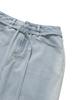 Covernat Woman Belted Denim Long Skirt Light Blue