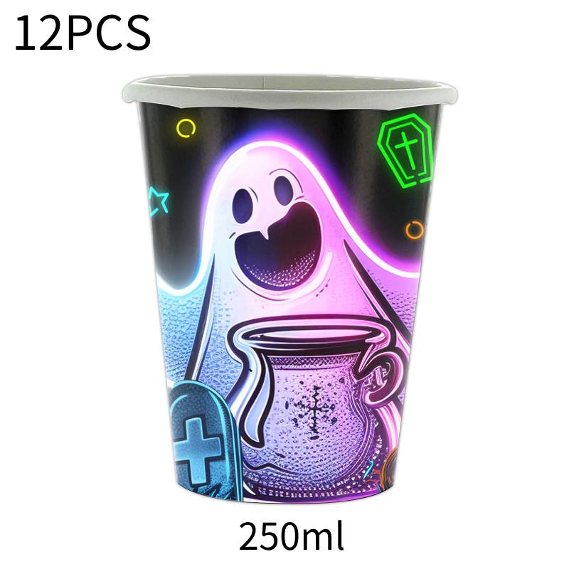 Party Halloween Tableware Set Luminous Plate Cups Napkins Tablecloth Celebration
