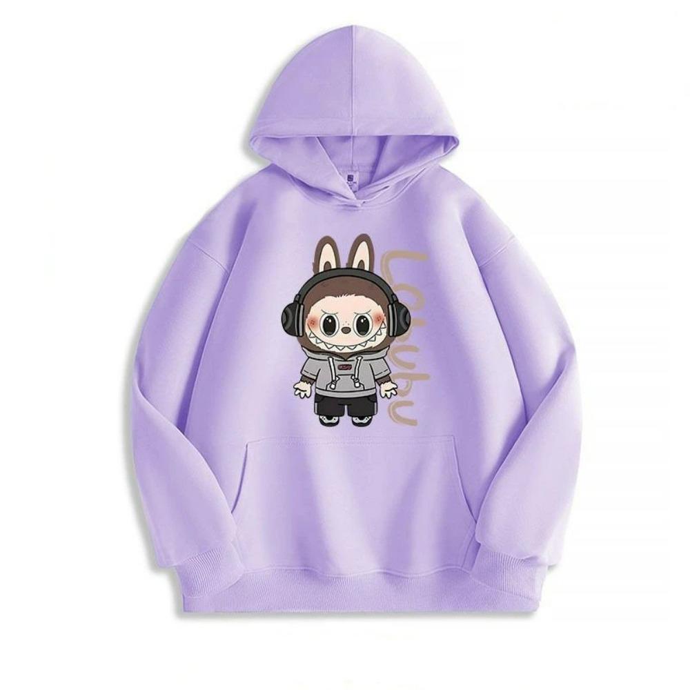 Fashion Men Women's Hoodies Cartoon Labubu Monster Print Pullover Top Casual Sweatshirt Kids Hoodies Clothing
