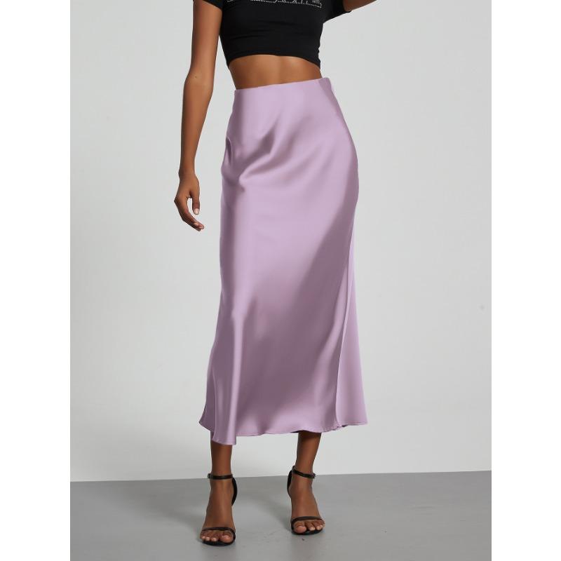 Dámská temperamentní elegantní saténová sukně s hedvábnou texturou, zeštíhlující sukně