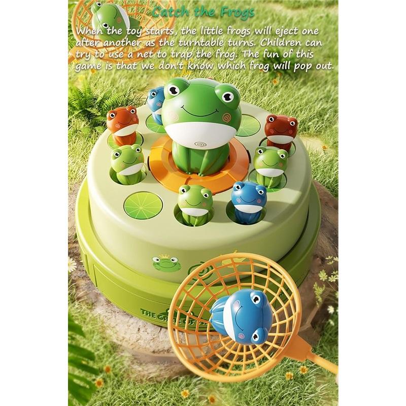 Electric Pop-Up Frog Game Toy Set, Musical Light Bouncing Frog Toy, Kids Concentration Training Family Party Board Game
