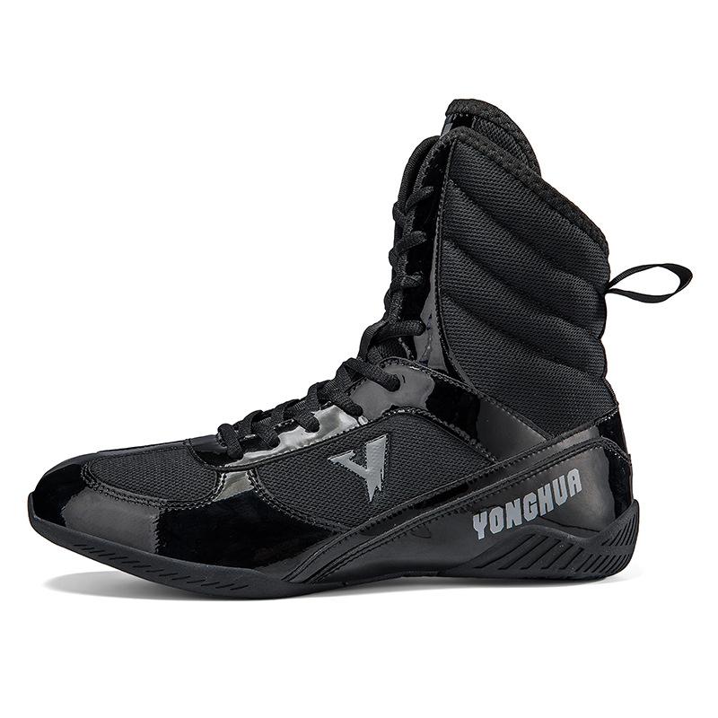 Pánské nadměrné vysoké pohodlné zápasnické boty, bojový trénink, odolné proti opotřebení a protiskluzové boxerské boty