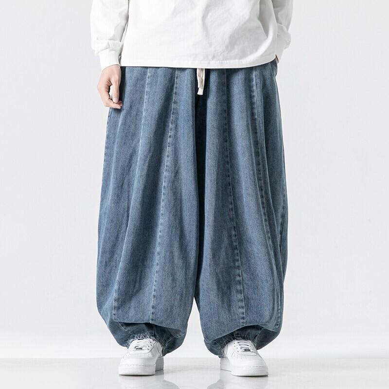 Spodnie męskie Duże Japońskie Retro Luźne Harem Proste Nogawki Spodnie Styl Hongkoński Szerokie Nogawki Kowbojskie Spodnie Lampiony