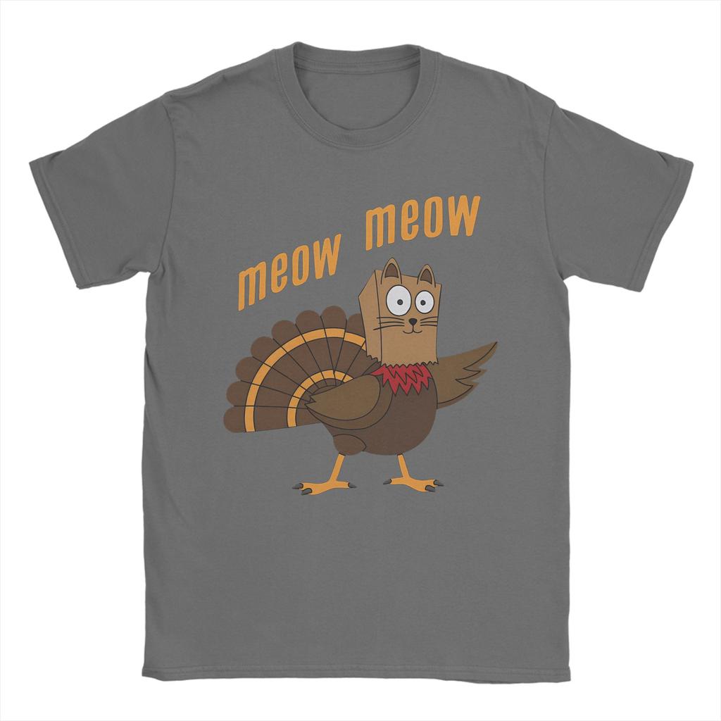 Men's T-Shirt Thanksgiving Day Turkey Meow Fashion Cotton Tee Shirt Short Sleeve  T Shirts Round Neck Clothing Gift Idea
