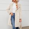 Jachetă de damă, de toamnă și iarnă, cu rever, de culoare uni, jachetă lungă de pluș