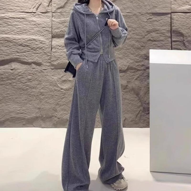 Women's Autumn Casual Sports Suit Women's Korean Style Zipper Jacket Two-piece Set