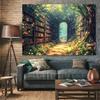 VIKAMA Forest Path Library Tapestry Study Desk Decor Backdrop Bedroom Headboard Wall Cloth Dorm Renovation Hanging Lightweight