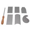 6PCS Multi Shaped Card Scraper Set Manganese Steel Cabinet Scraper Cards with Burnisher for Woodworking Project