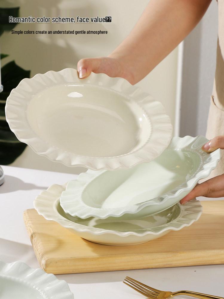 Set of 2 Creative 8-inch French Lace Plates - Classic Cream Soup Dish, 2025 Design