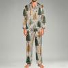 Men's Long Sleeve Button Down Pajama Set with Pants, 2-Piece Loungewear Sleepwear
