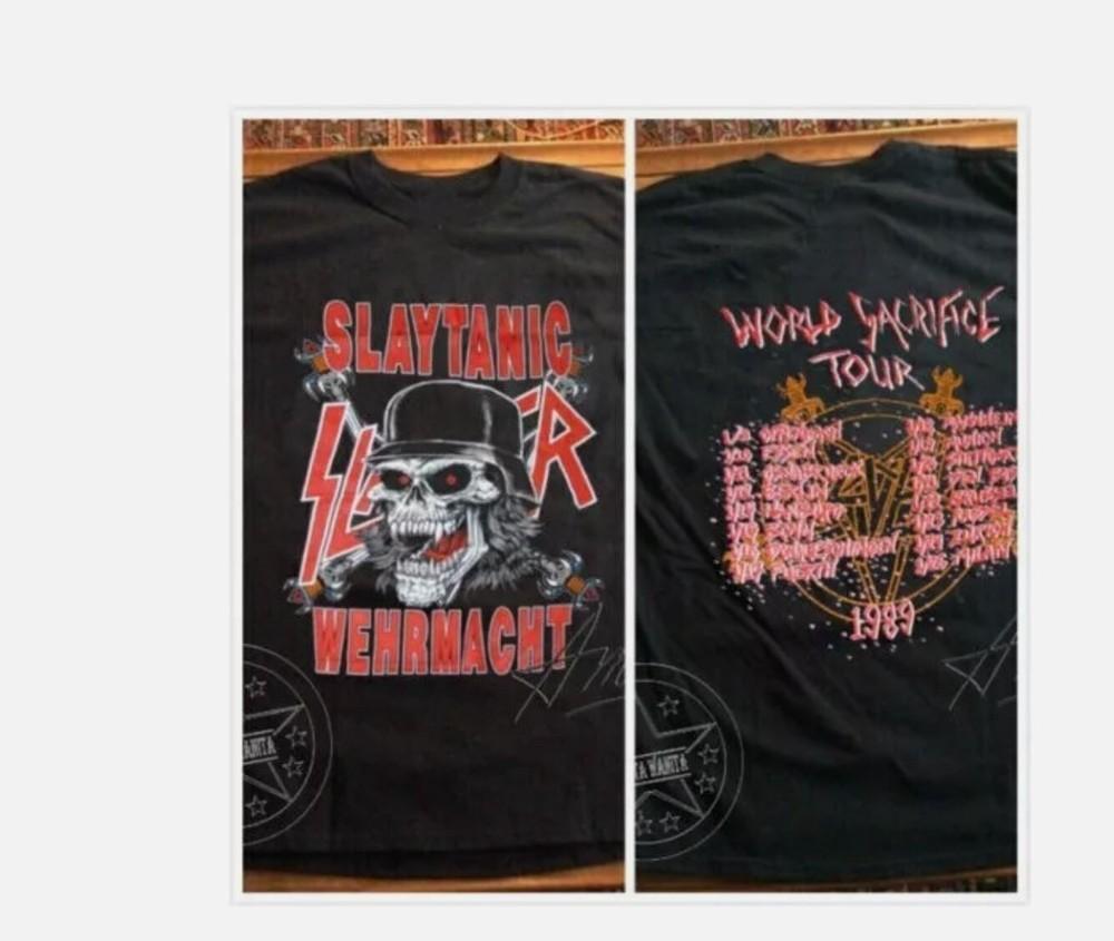 Slayer Slaytanic Wehrmacht Мировой тур 1989 Хлопок Черный Унисекс Футболка Унисекс Футболка L