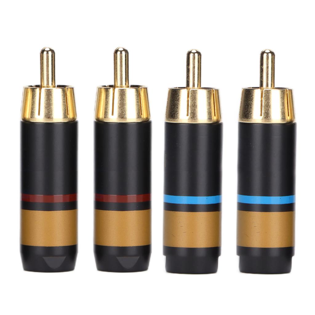 Preffair 4PCS RCA Lotus Plug Gold Plated Brass Wear Resistant RCA Plug with Carbon Fiber Shell R1759
