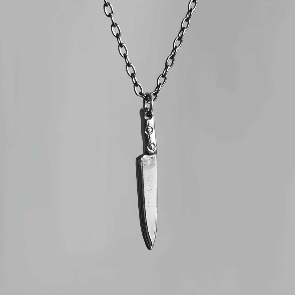 Collana Ciondolo Coltello Mini Nero Pistola Personalità Creativa per Uomo Donna Hip-hop Rock Punk Catena Collo Gioielli Accessori Regalo