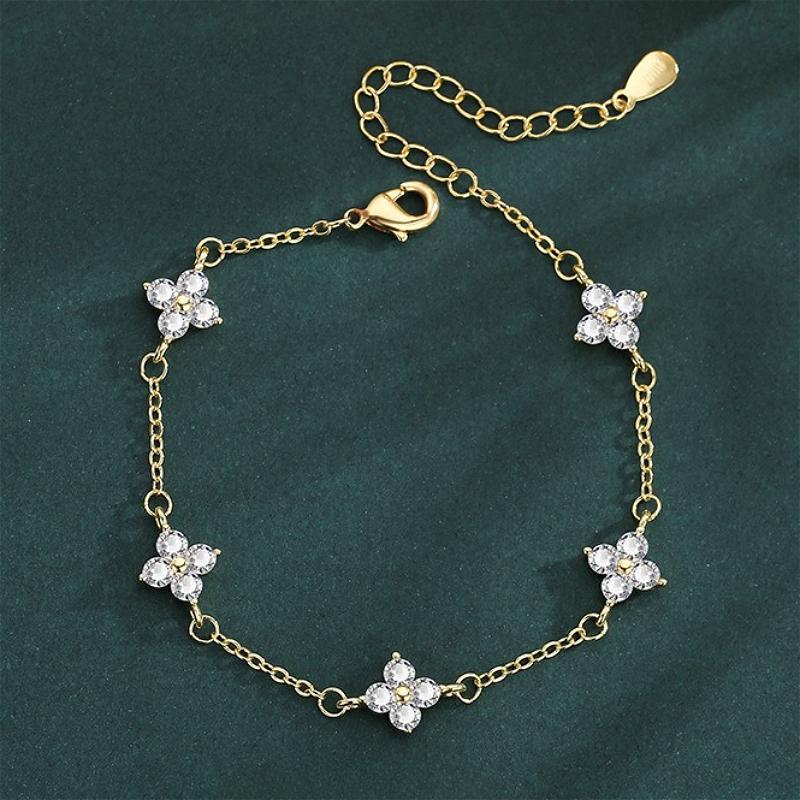925 Silver Double Heart Charms Bracelet for Women New Arrival Geometric Zircon Adjustable Bracelet Exquisite Jewelry