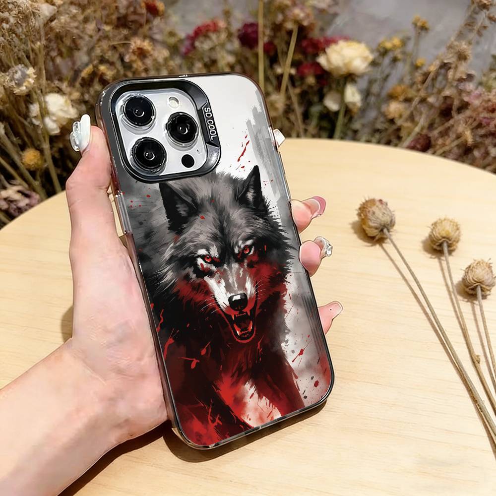 

The Wolf Phone Case For iPhone 17,16,15,14,13,12,11 Plus,Pro Max,XS,Colorful Silver Phone case Funda Cover iPhone15