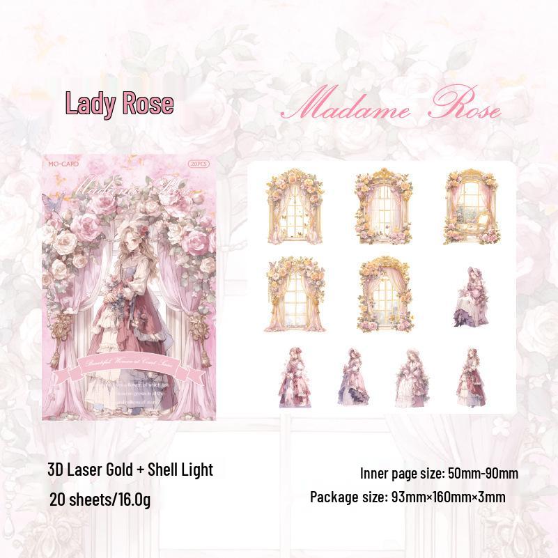 Momo PET Laser Gold Stickers: Royal Beauty Retro Dreamy Girl Journal Series