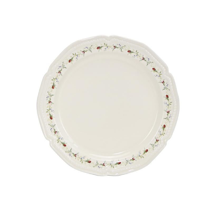 Chinesische Keramikplatte Haushalt 8 Zoll Flache Platte Französisch Vintage Westliches Geschirr Blütchen Porzellan China Tafelgeschirr Backen