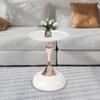 Round Side Table, Modern Metal Pedestal Table Corner Accent Tables Fluted Circle Decorative Drink Martini Table for Living Room