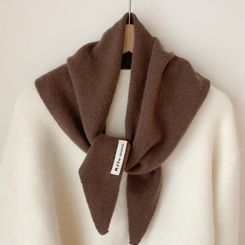Wool knitted triangle scarf shawl women's autumn and winter thermal headscarf multi-functional thermal versatile small scarf women