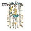 Birthday Gifts for Friends Ocean-Themed Crystal Wind Chime, Stained Acrylic Jellyfish Seahorse Pufferfish Hanging Suncatcher Unique Marine Style