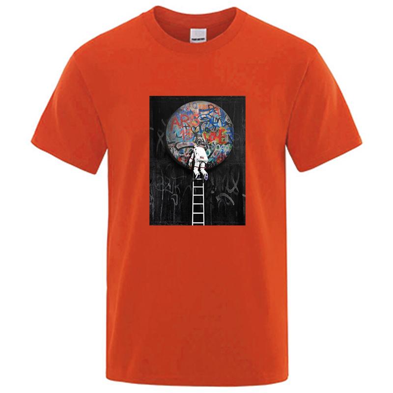 Summer Mens Tshirt High Quality 100 Cotton Funny Astronaut Design Print Casual Loose Cool Men Oneck for Men Tshirt Tee