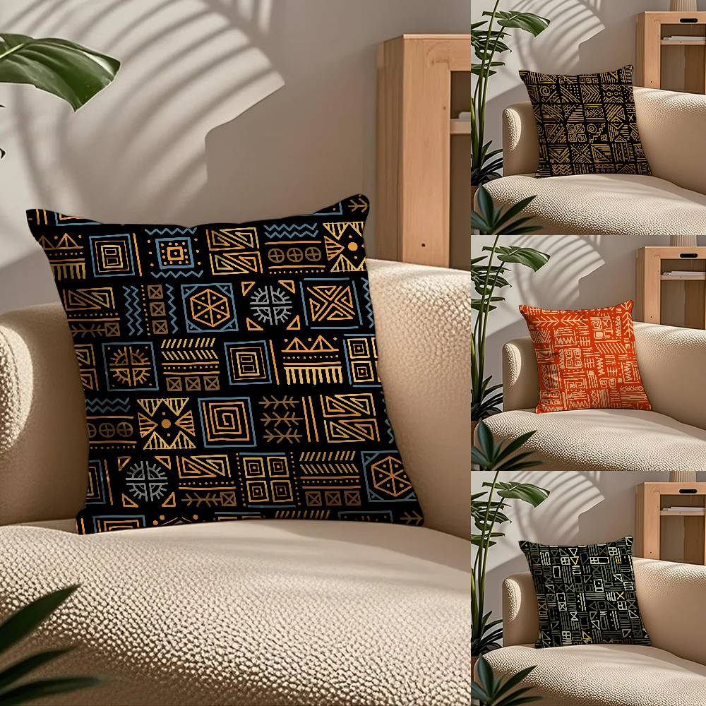 ART African Tribal Pattern Pillow Case Comfort Sofa Bed Silky Elegant Invisible Zipper Custom Decorative Cushion Cover