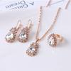 Wholesale Bridal Jewelry Set Ins Water Drop Rhinestone Necklace Earrings Ring Set