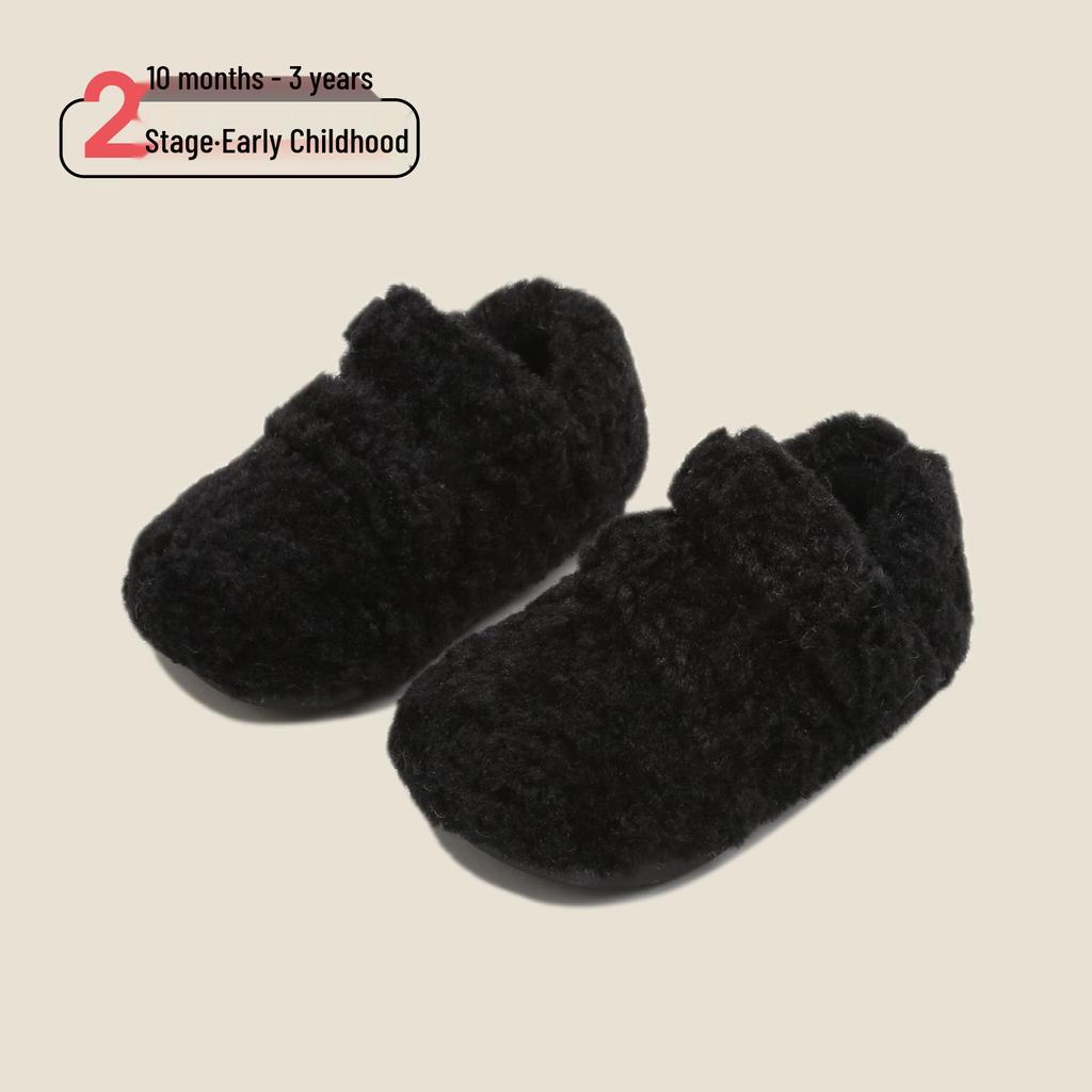 Girls' and Boys' Velvet Cotton Toddler Shoes - Warm Furry Korean Style for Autumn/Winter