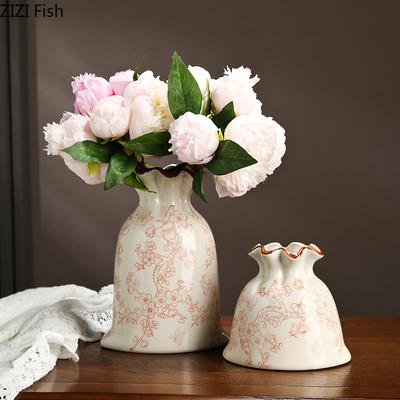 Vase Céramique Texture Florale Vintage Décoration de Table Arrangement Floral Forme Sac Créative Vases à Fleurs Décor Esthétique Pièce