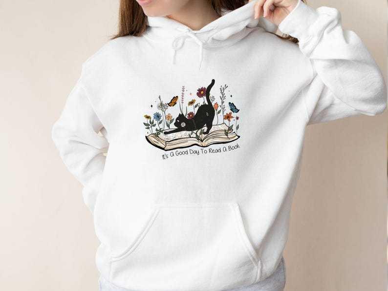 New Floral & Cat Print Long-Sleeve Women's Hooded Sweatshirt - Trendy Autumn/Winter Fashion